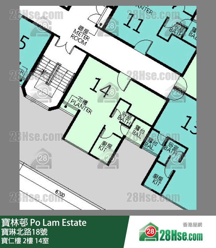 寶林邨 寶仁樓2樓 14室 平面圖