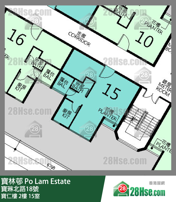 寶林邨 寶仁樓2樓 15室 平面圖