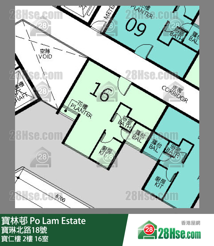 宝林邨 宝仁楼2楼 16室 平面图