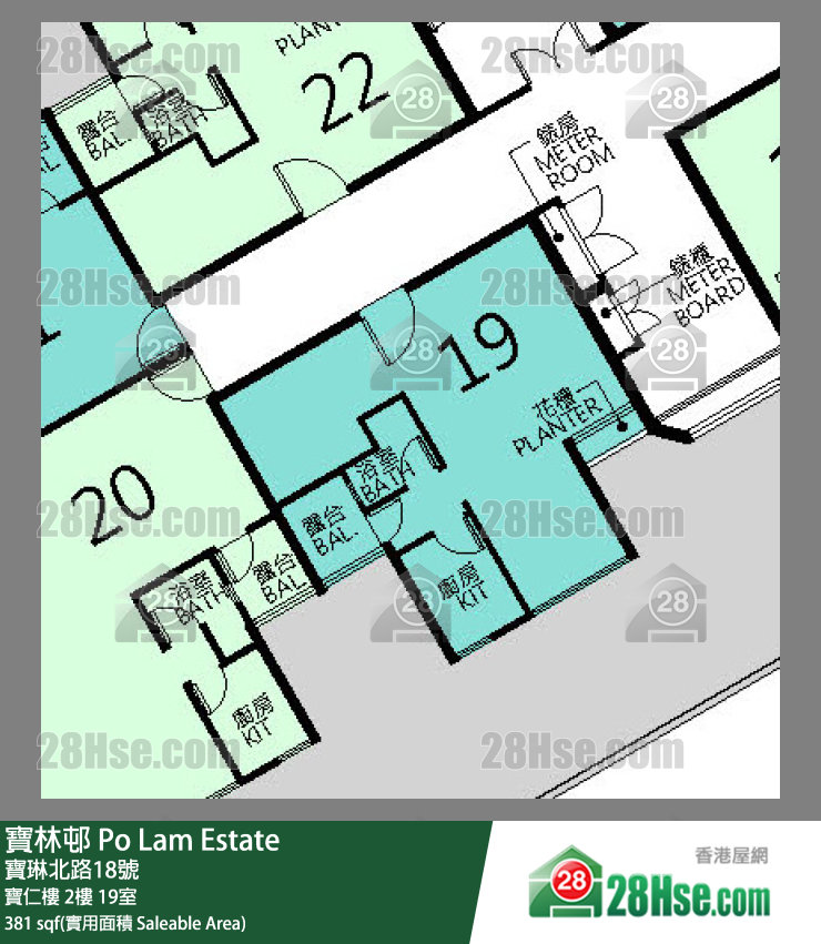 寶林邨 寶仁樓 2樓 19室 平面圖