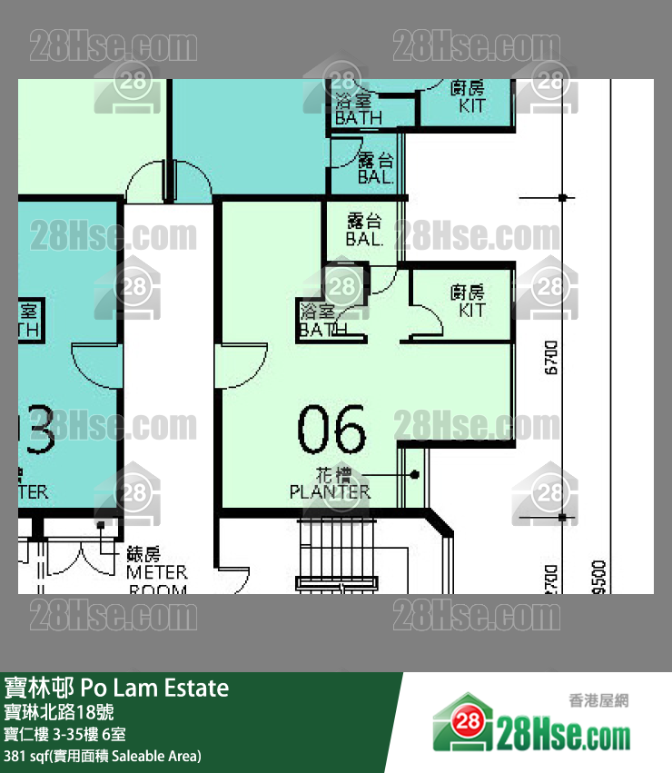 寶林邨 寶仁樓21樓 6室 平面圖