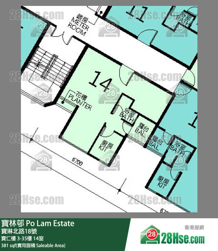 寶林邨 寶仁樓22樓 14室 平面圖