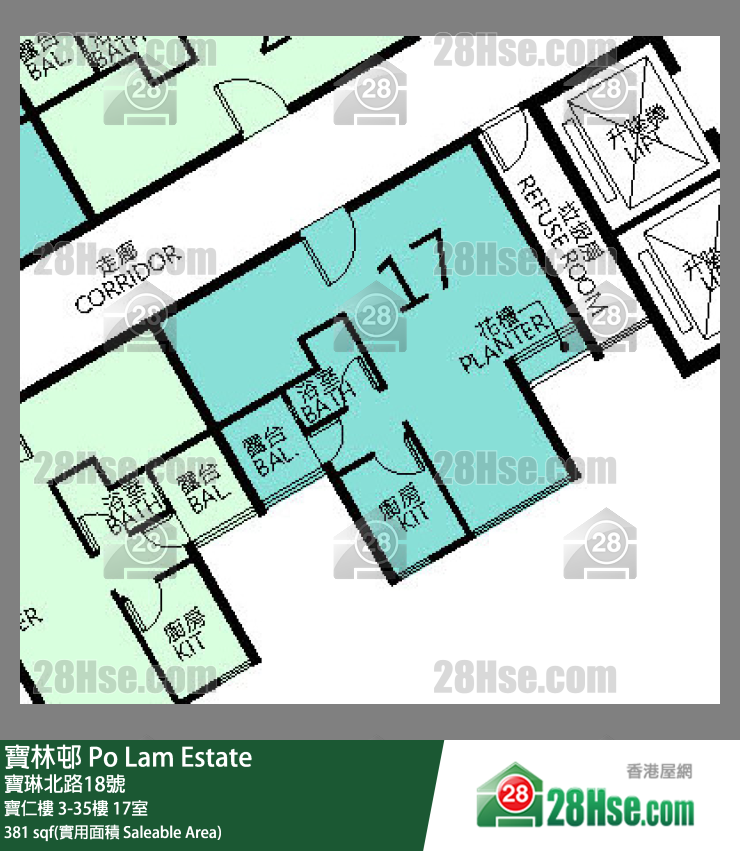 寶林邨 寶仁樓10樓 17室 平面圖