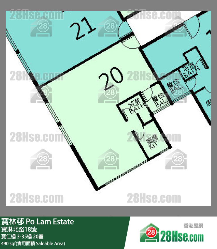 寶林邨 寶仁樓 13樓 20室 平面圖