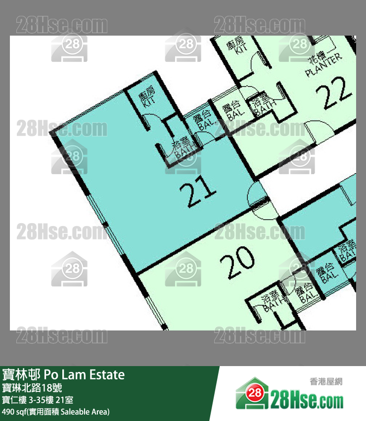 寶林邨 寶仁樓22樓 21室 平面圖