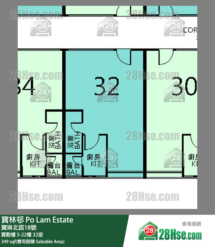 寶林邨 寶勤樓13樓 32室 平面圖
