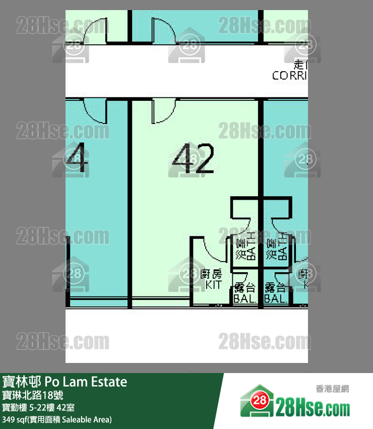 寶林邨 寶勤樓12樓 42室 平面圖
