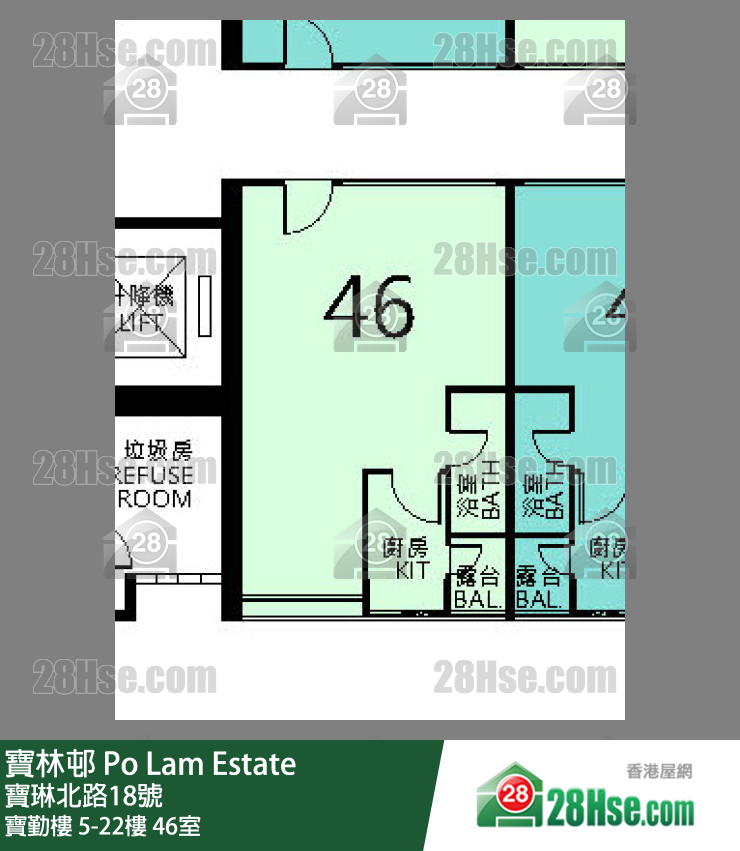 寶林邨 寶勤樓15樓 46室 平面圖
