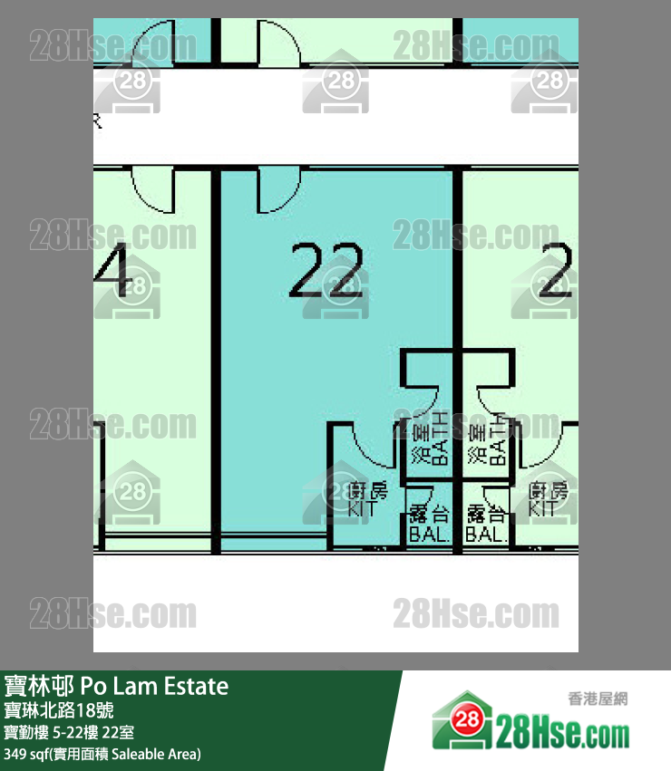 寶林邨 寶勤樓14樓 22室 平面圖