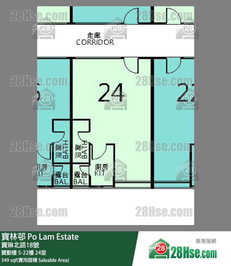 寶林邨 寶勤樓 13樓 24室 平面圖