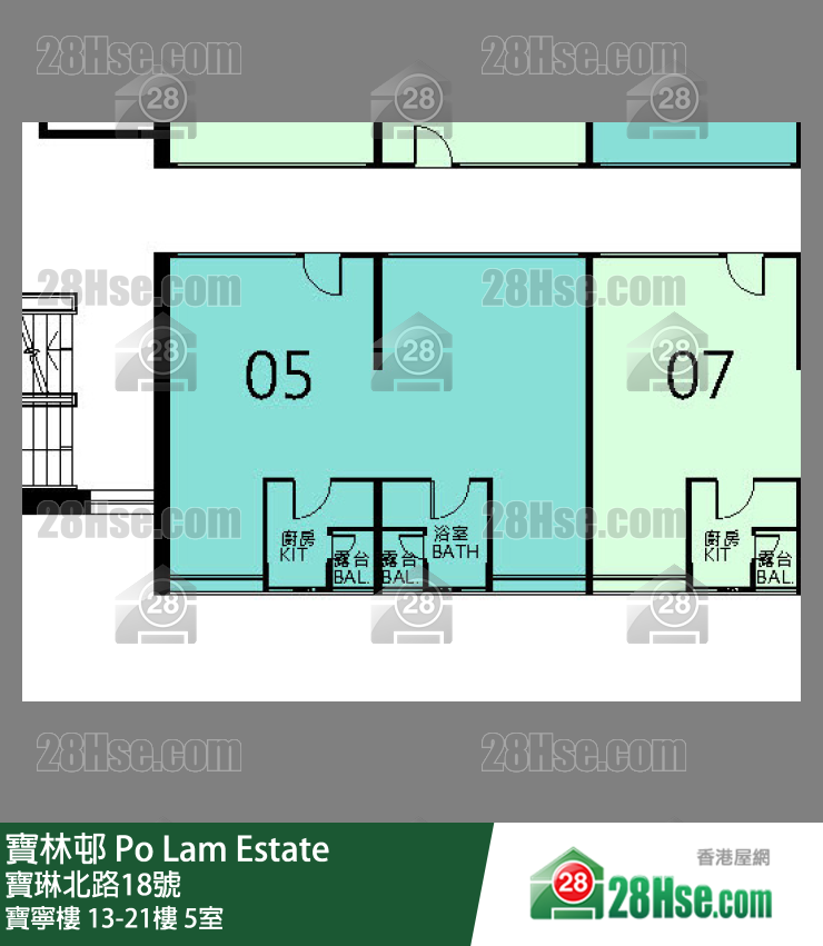 寶林邨 寶寧樓13樓 5室 平面圖