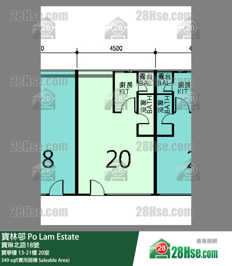 寶林邨 寶寧樓19樓 20室 平面圖