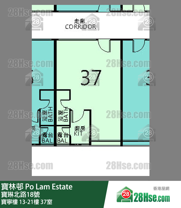 寶林邨 寶寧樓 15樓 37室 平面圖