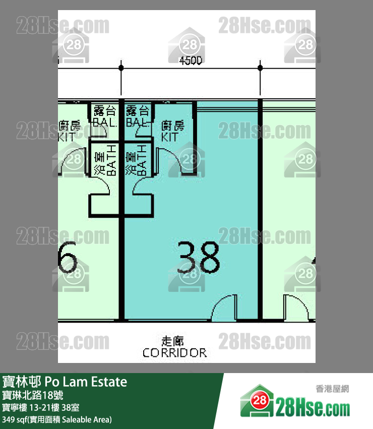 寶林邨 寶寧樓 19樓 38室 平面圖