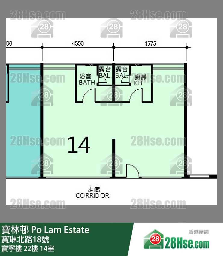 寶林邨 寶寧樓22樓 14室 平面圖