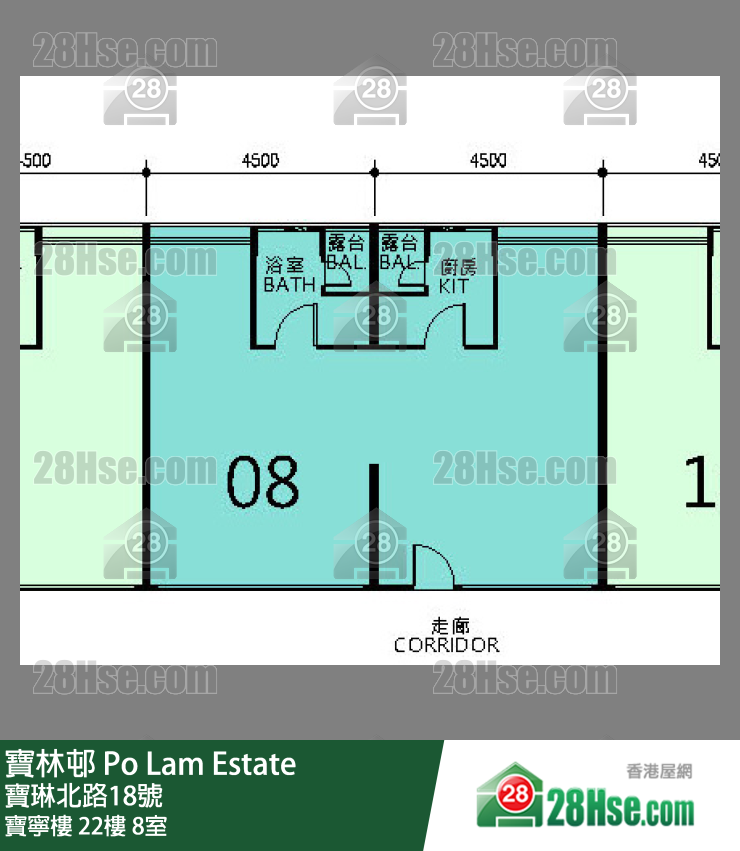 寶林邨 寶寧樓22樓 8室 平面圖