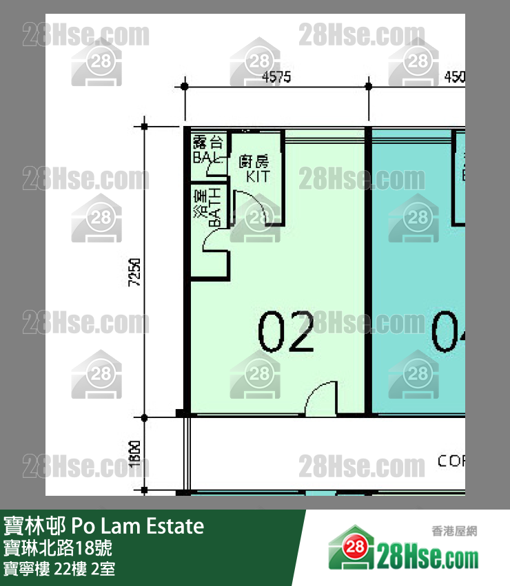 寶林邨 寶寧樓22樓 2室 平面圖