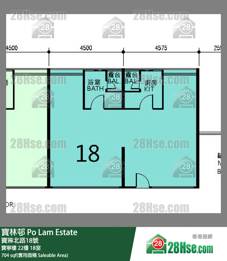 寶林邨 寶寧樓22樓 18室 平面圖
