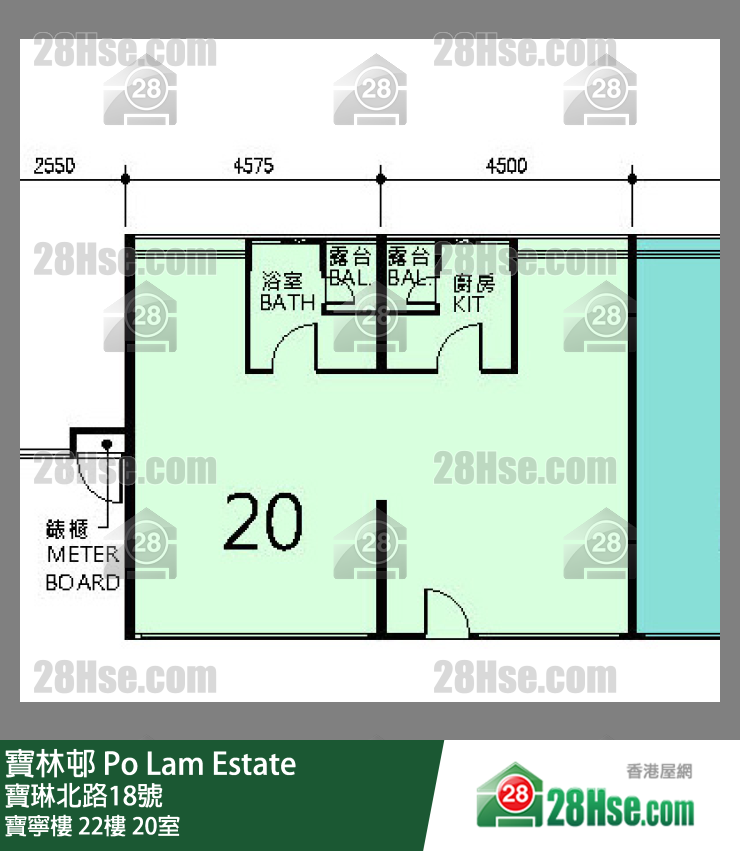寶林邨 寶寧樓22樓 20室 平面圖