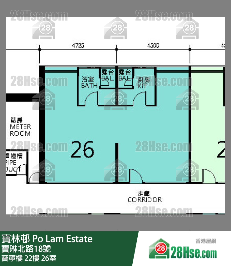 寶林邨 寶寧樓22樓 26室 平面圖
