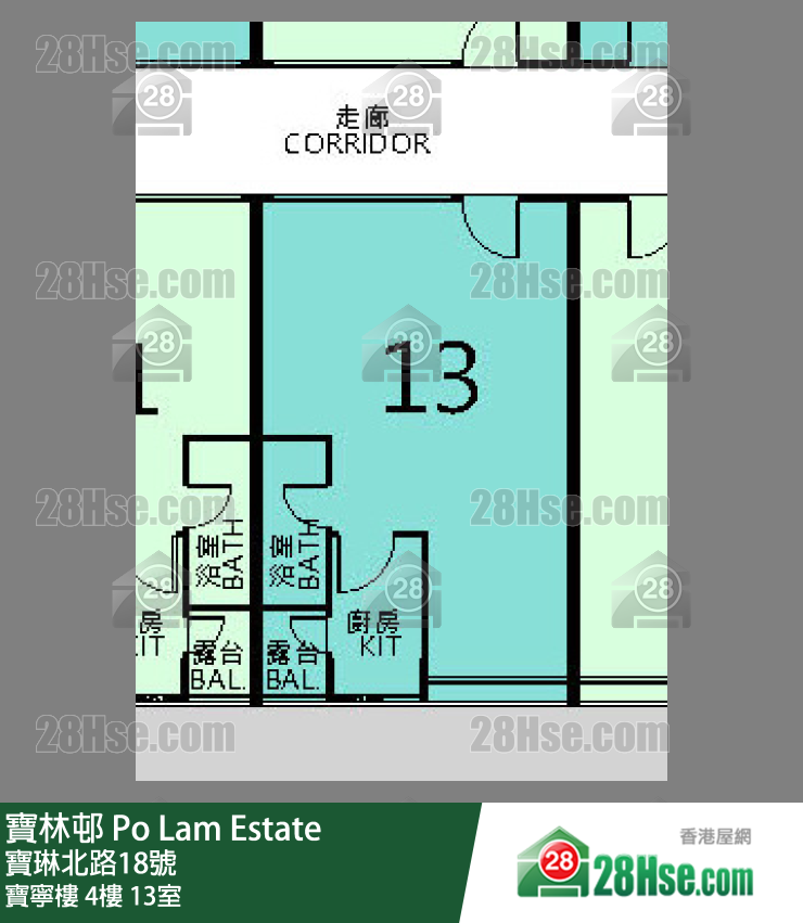 寶林邨 寶寧樓4樓 13室 平面圖