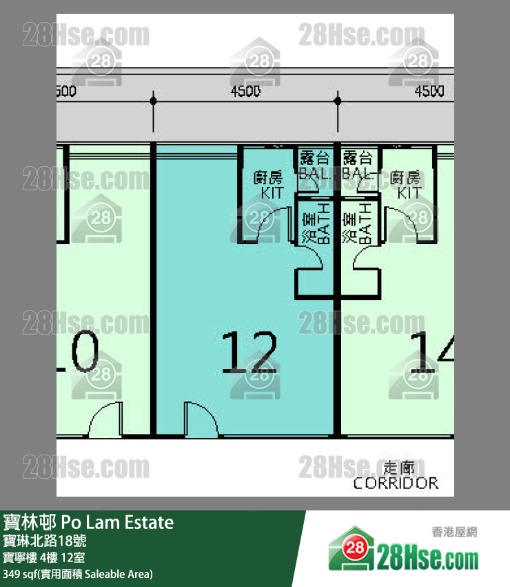 寶林邨 寶寧樓 4樓 12室 平面圖