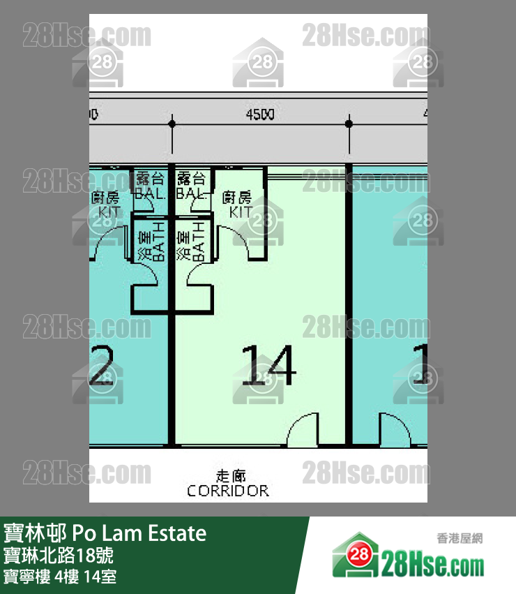 寶林邨 寶寧樓4樓 14室 平面圖