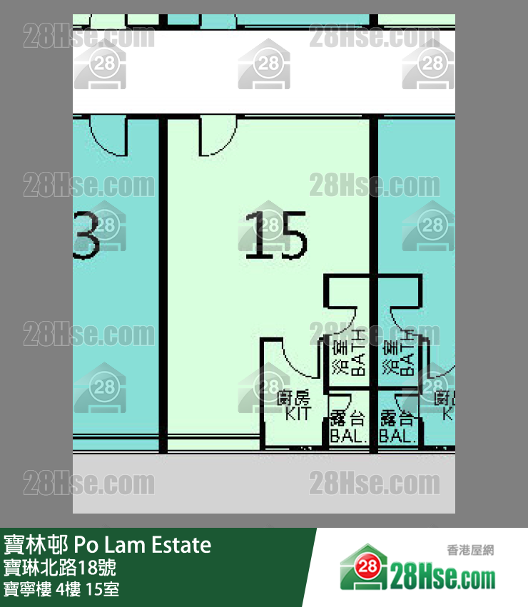 寶林邨 寶寧樓 4樓 15室 平面圖