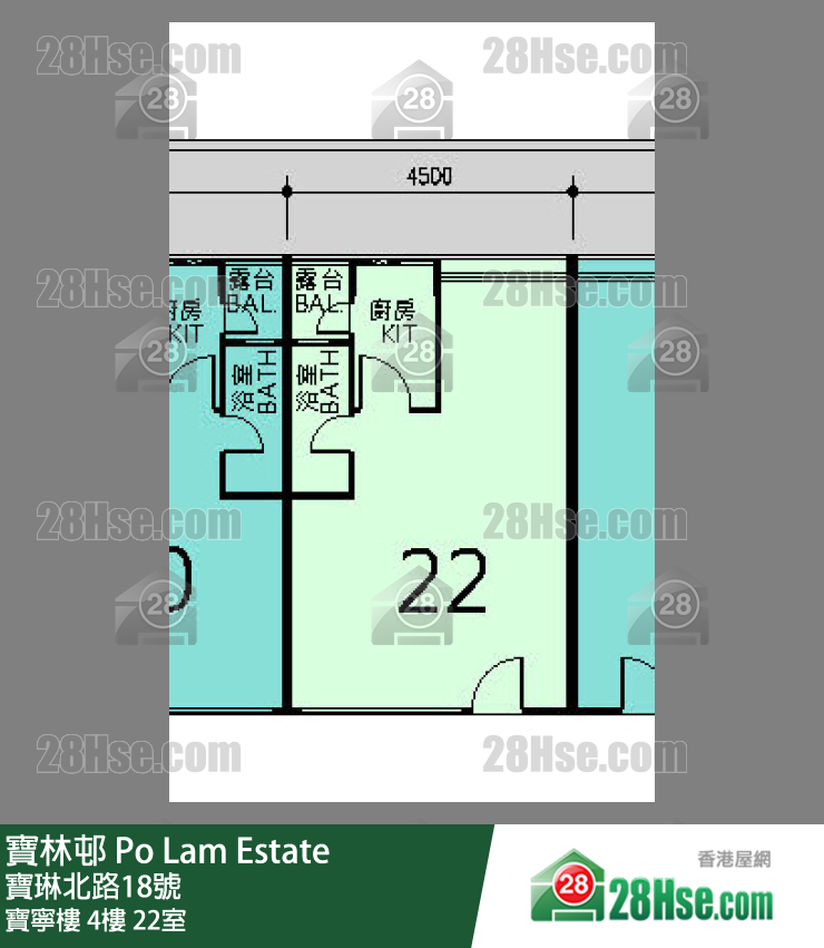 寶林邨 寶寧樓4樓 22室 平面圖