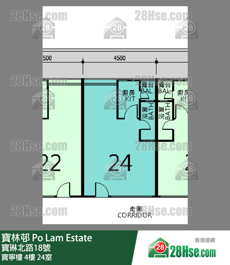 寶林邨 寶寧樓4樓 24室 平面圖