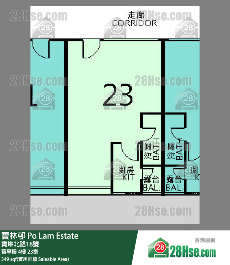 寶林邨 寶寧樓 4樓 23室 平面圖