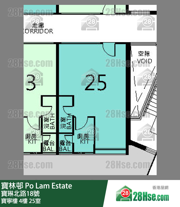 寶林邨 寶寧樓4樓 25室 平面圖