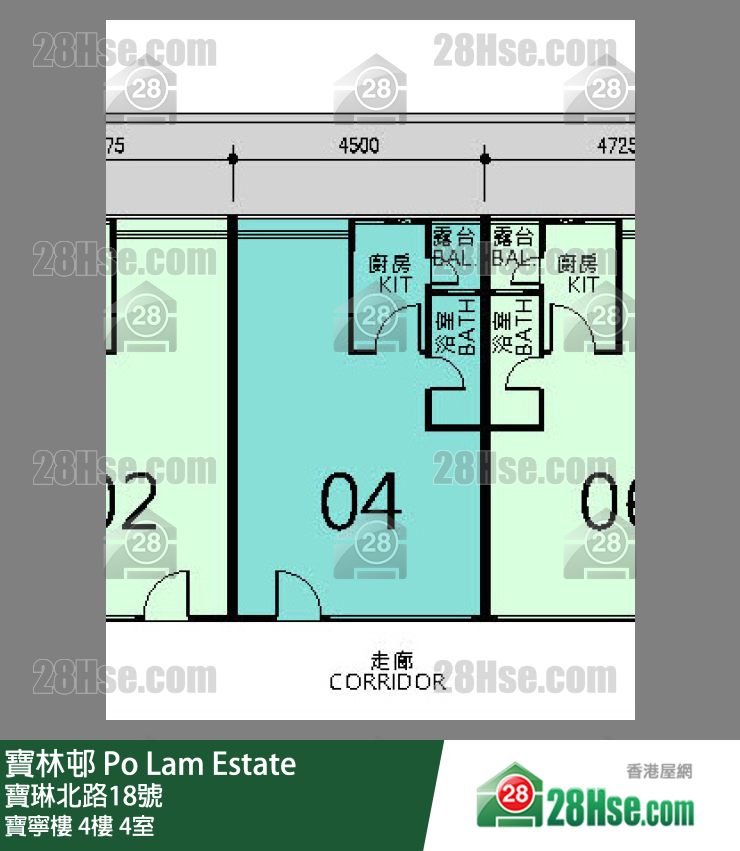 寶林邨 寶寧樓4樓 4室 平面圖