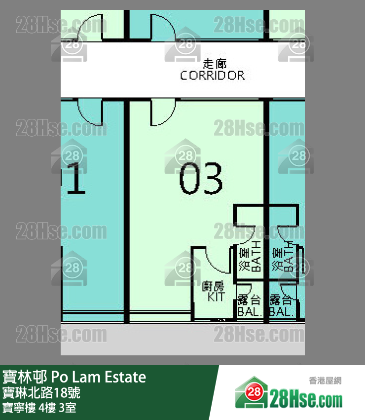 寶林邨 寶寧樓4樓 3室 平面圖