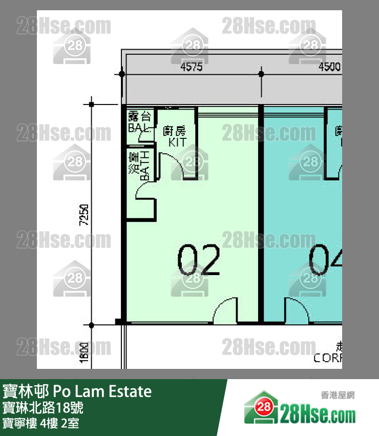 寶林邨 寶寧樓4樓 2室 平面圖