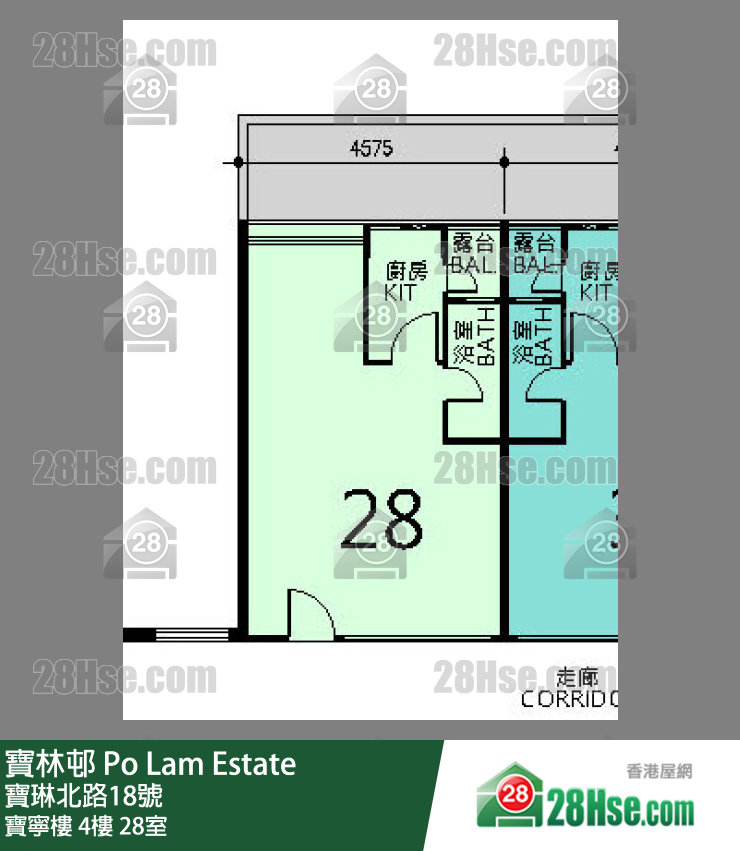寶林邨 寶寧樓4樓 28室 平面圖