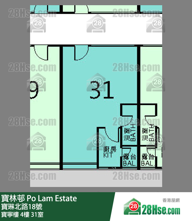 寶林邨 寶寧樓4樓 31室 平面圖