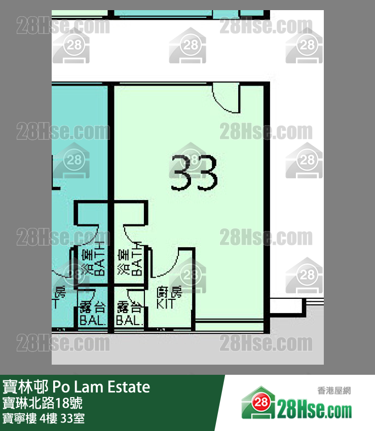 寶林邨 寶寧樓 4樓 33室 平面圖