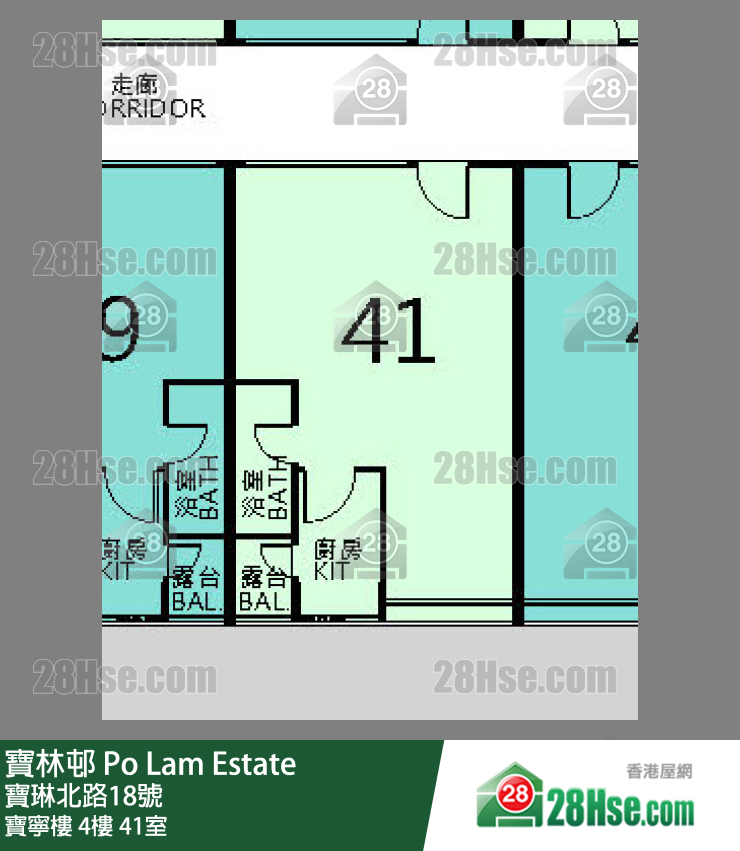寶林邨 寶寧樓4樓 41室 平面圖