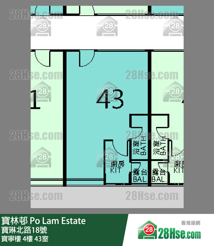 寶林邨 寶寧樓4樓 43室 平面圖