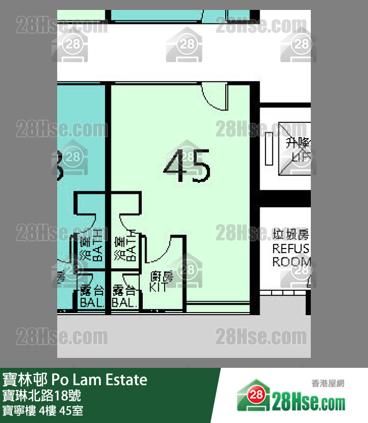 寶林邨 寶寧樓4樓 45室 平面圖