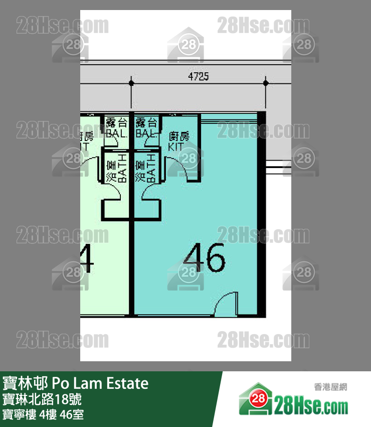 寶林邨 寶寧樓4樓 46室 平面圖