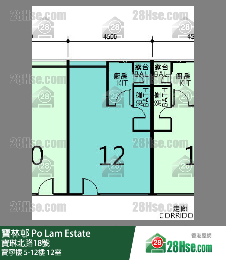 寶林邨 寶寧樓12樓 12室 平面圖