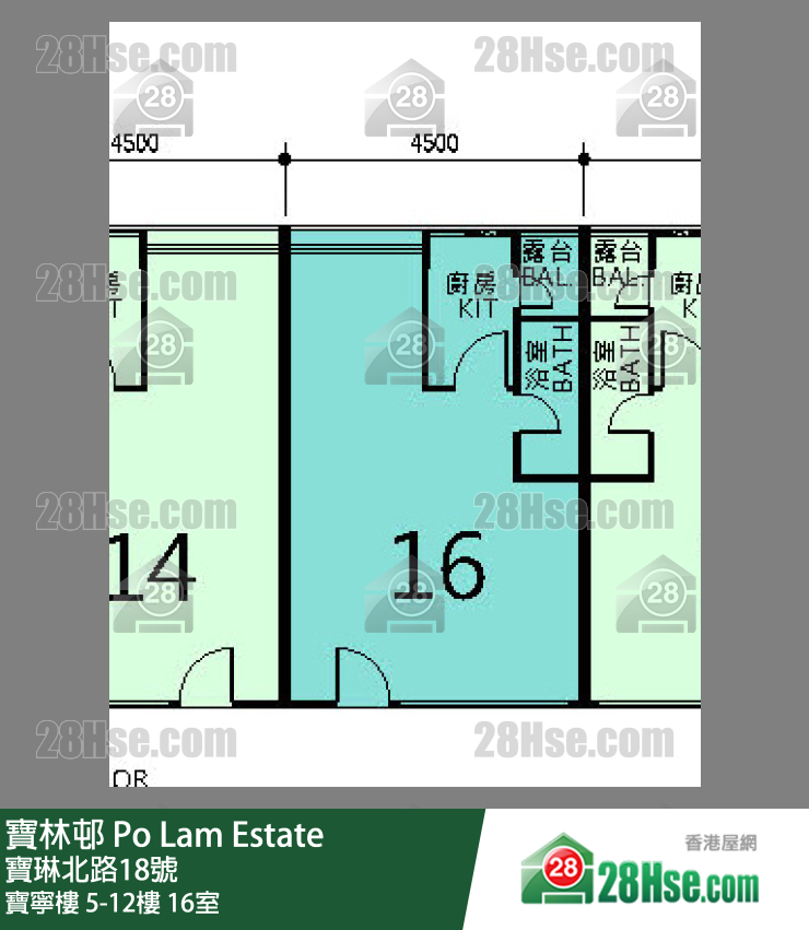 寶林邨 寶寧樓 10樓 16室 平面圖