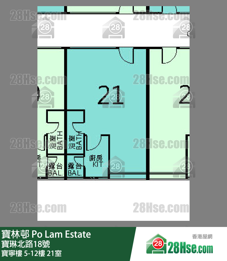 寶林邨 寶寧樓5樓 21室 平面圖
