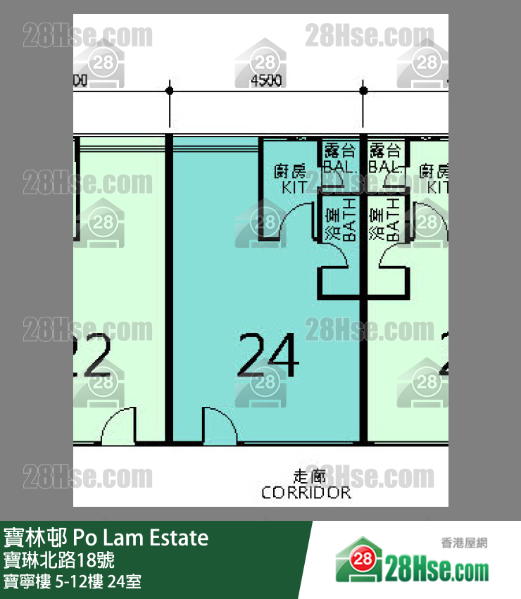 寶林邨 寶寧樓12樓 24室 平面圖