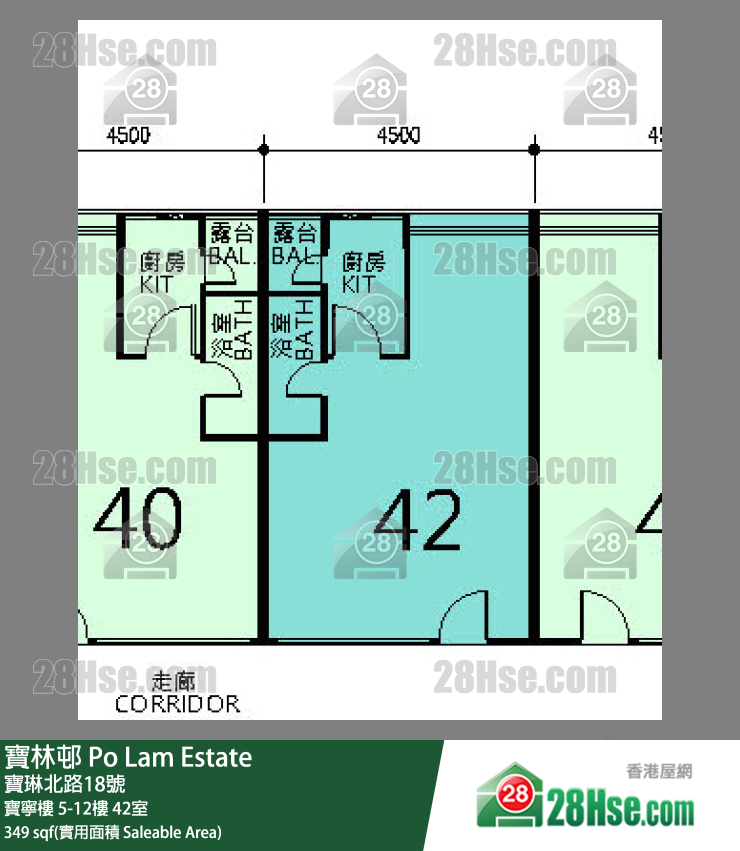 寶林邨 寶寧樓12樓 42室 平面圖