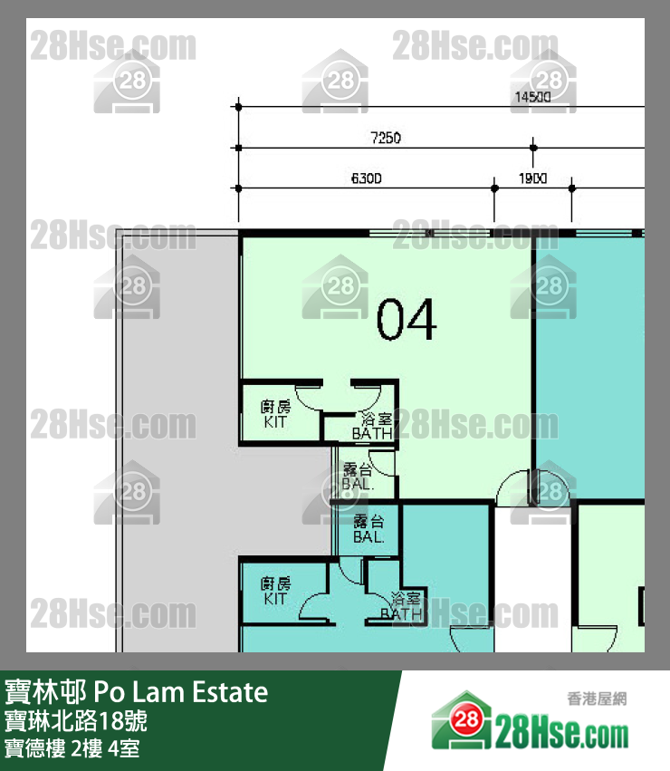 寶林邨 寶德樓2樓 4室 平面圖