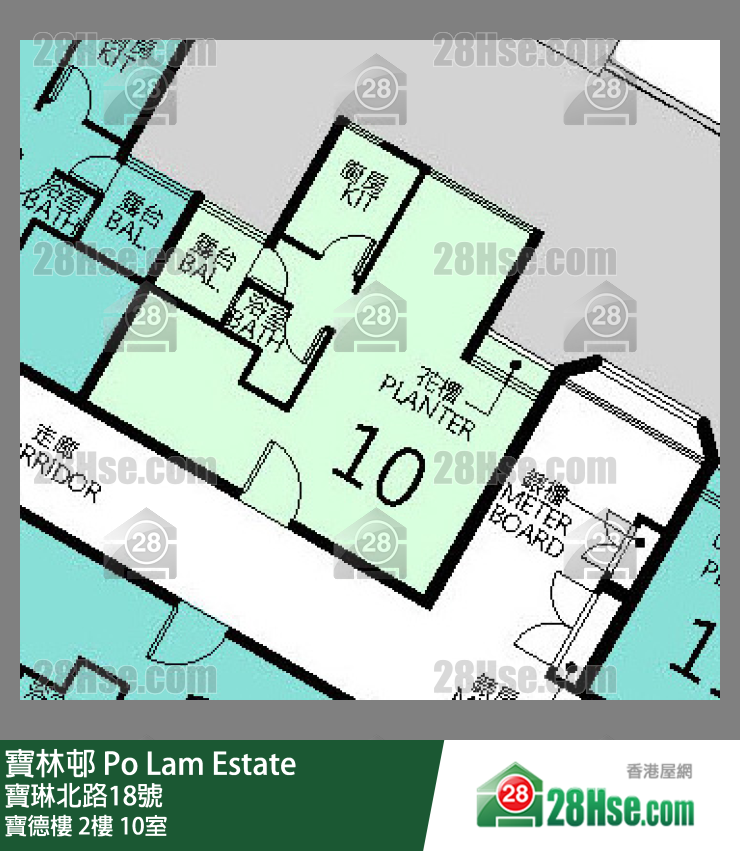 寶林邨 寶德樓2樓 10室 平面圖
