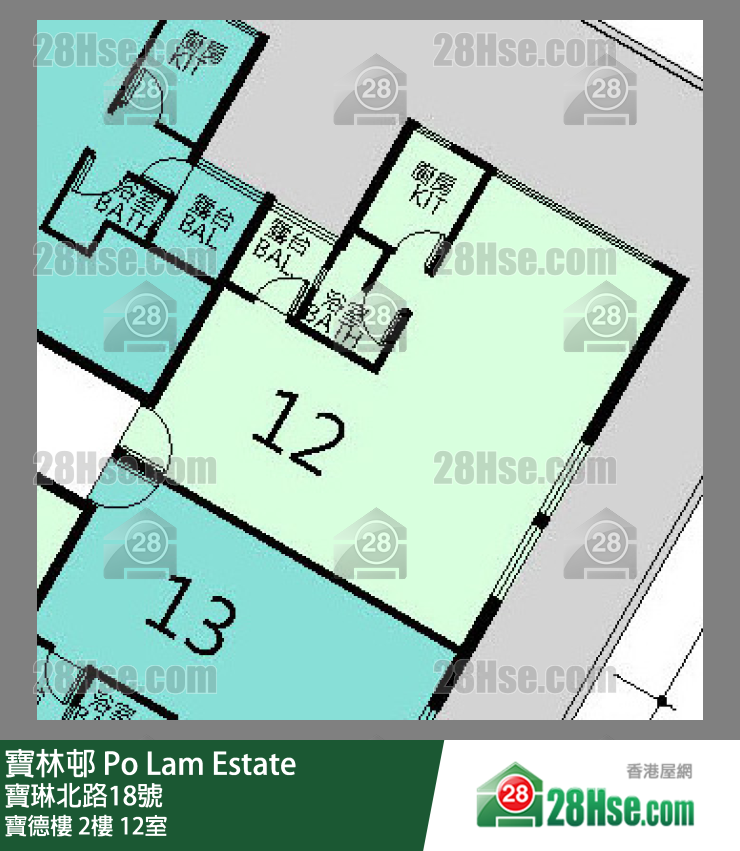 寶林邨 寶德樓2樓 12室 平面圖